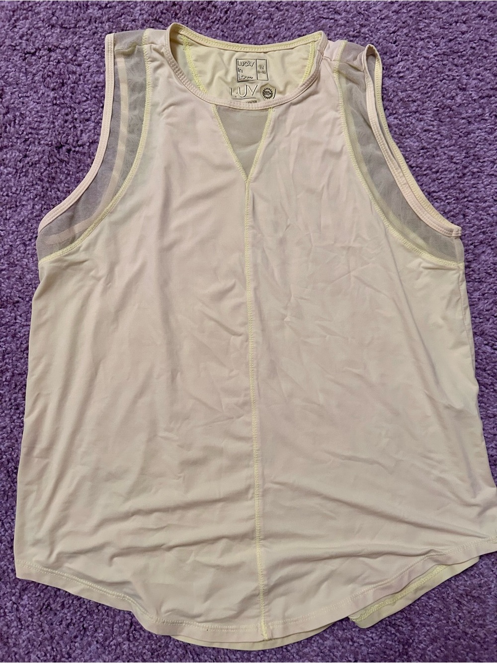 Lucky in Love Neon Yellow Mesh-Trim Athletic Tank